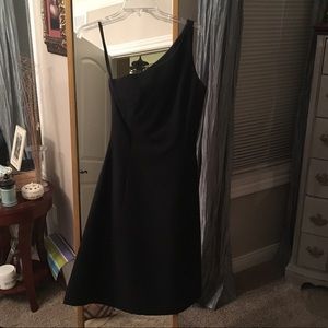 Talbots one shoulder black dress